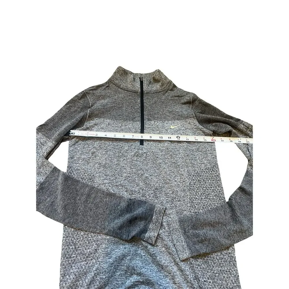 Nike Running Quarter Zip Pullover Womens Medium Gray Long Sleeve Active Top